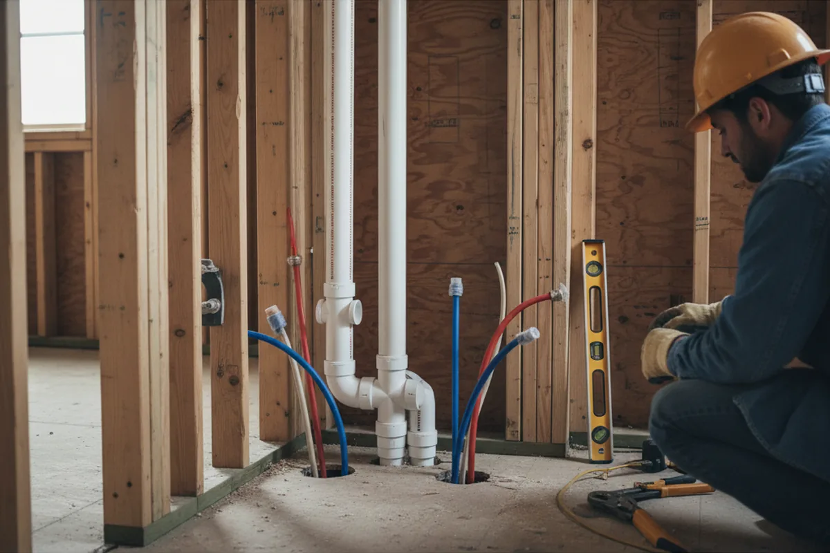 Drain and supply rough-in during Drain Cleaning in Steele
