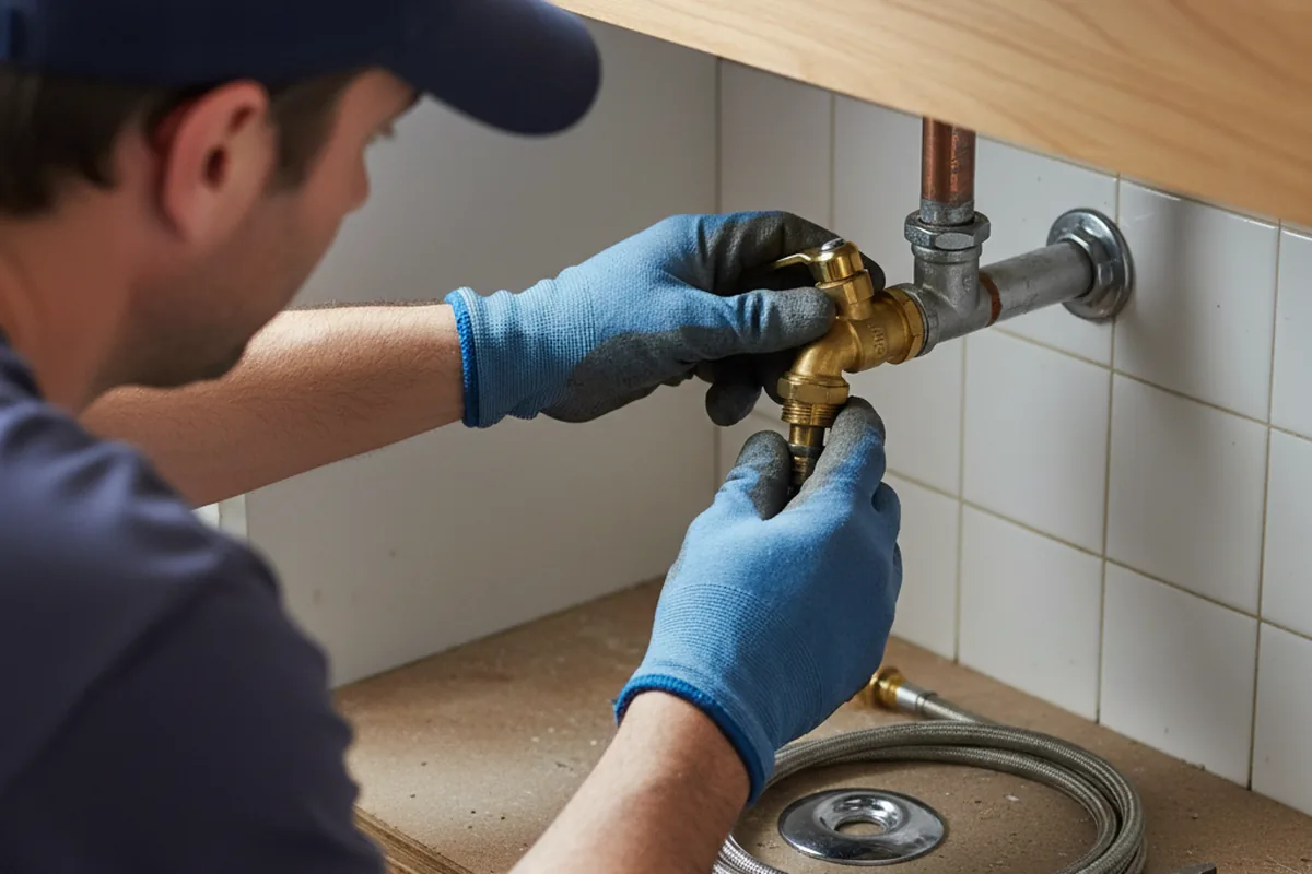 Shutoff valve and fitting work during Emergency Plumbing in Steele